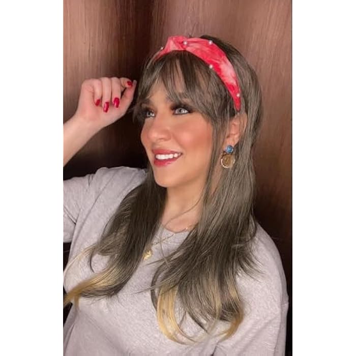 DILLARDS Synthetic Hair Wig Grey Mixed Blonde Wig With Front Bangs Natural Wave Synthetic Fiber Wig For Daily Wear - Image 1